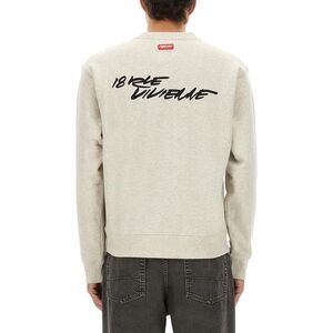 KENZO 18 Rue Vivienne Graphic Crewneck Sweatshirt Men GREY Sweaters & Cardigans
